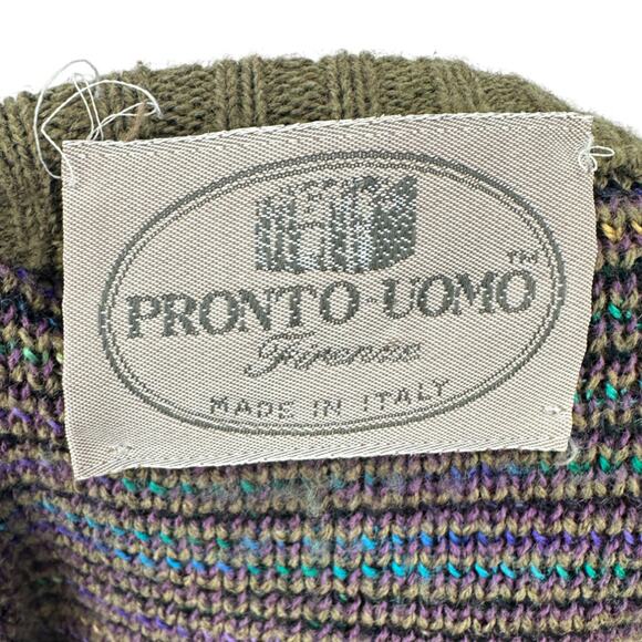 VINTAGE Pronto Uomo | M | Textured Cotton Blend Crewneck Sweater Made in Italy - Picture 2 of 8